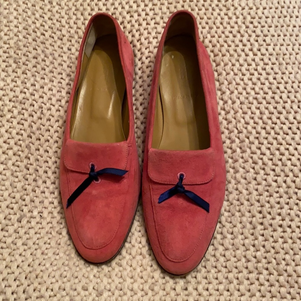 Pink suede jcrew loafers